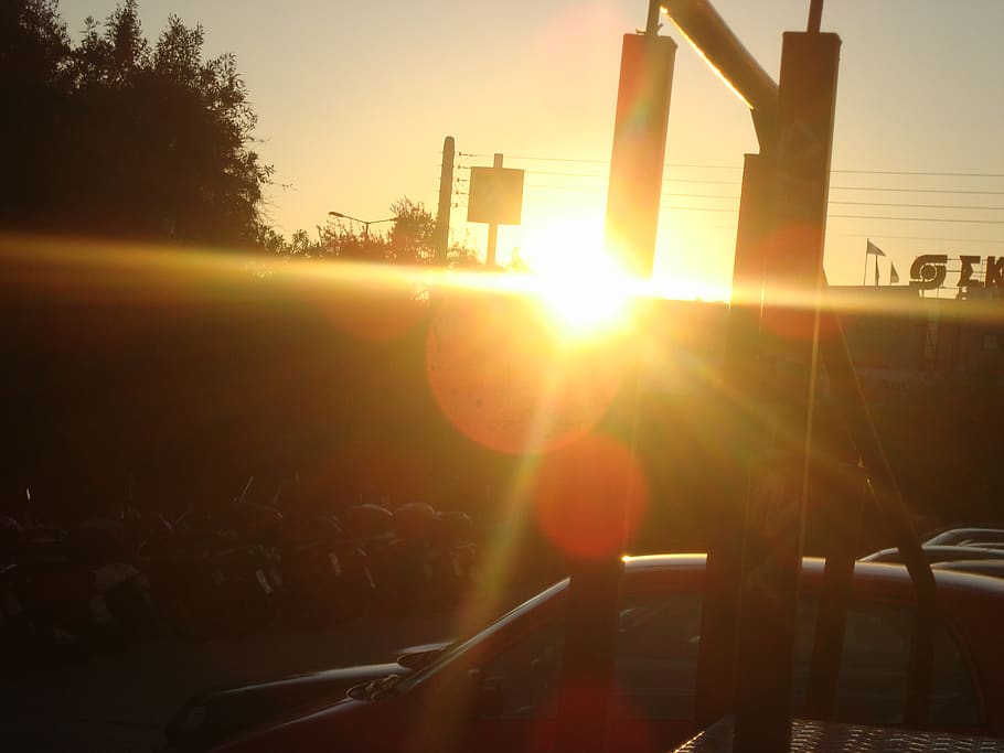greece, pireas, light, bokeh, sun, sunlight, sunset, lens flare HD wallpaper
