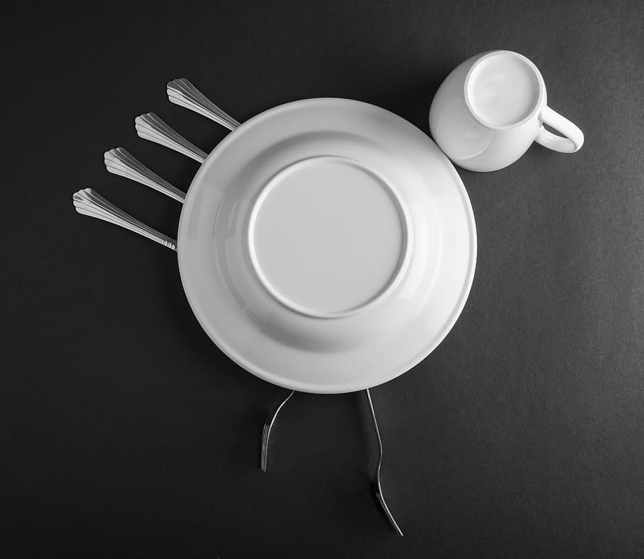 fine art, cutlery, studio, fork, spoon, plate, bird, crockery HD wallpaper