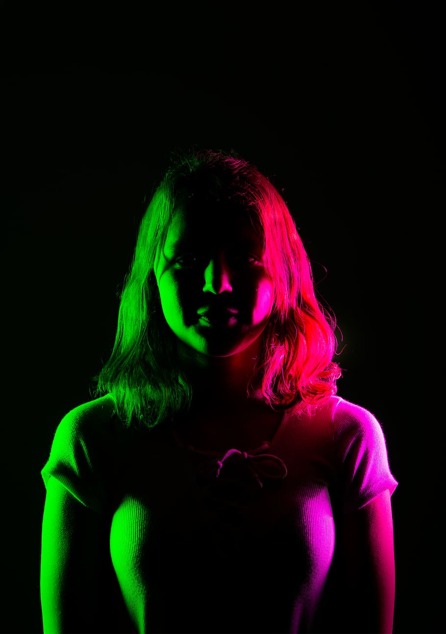 gels, colour, black background, one person, studio shot, young adult HD wallpaper