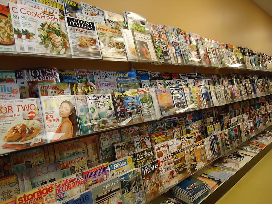 magazines, store, shop, rack, papers, display, shelf, shelves HD wallpaper