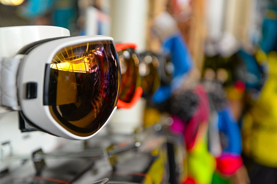Selective Focus Photography of White Framed Sports Sunglasses HD wallpaper
