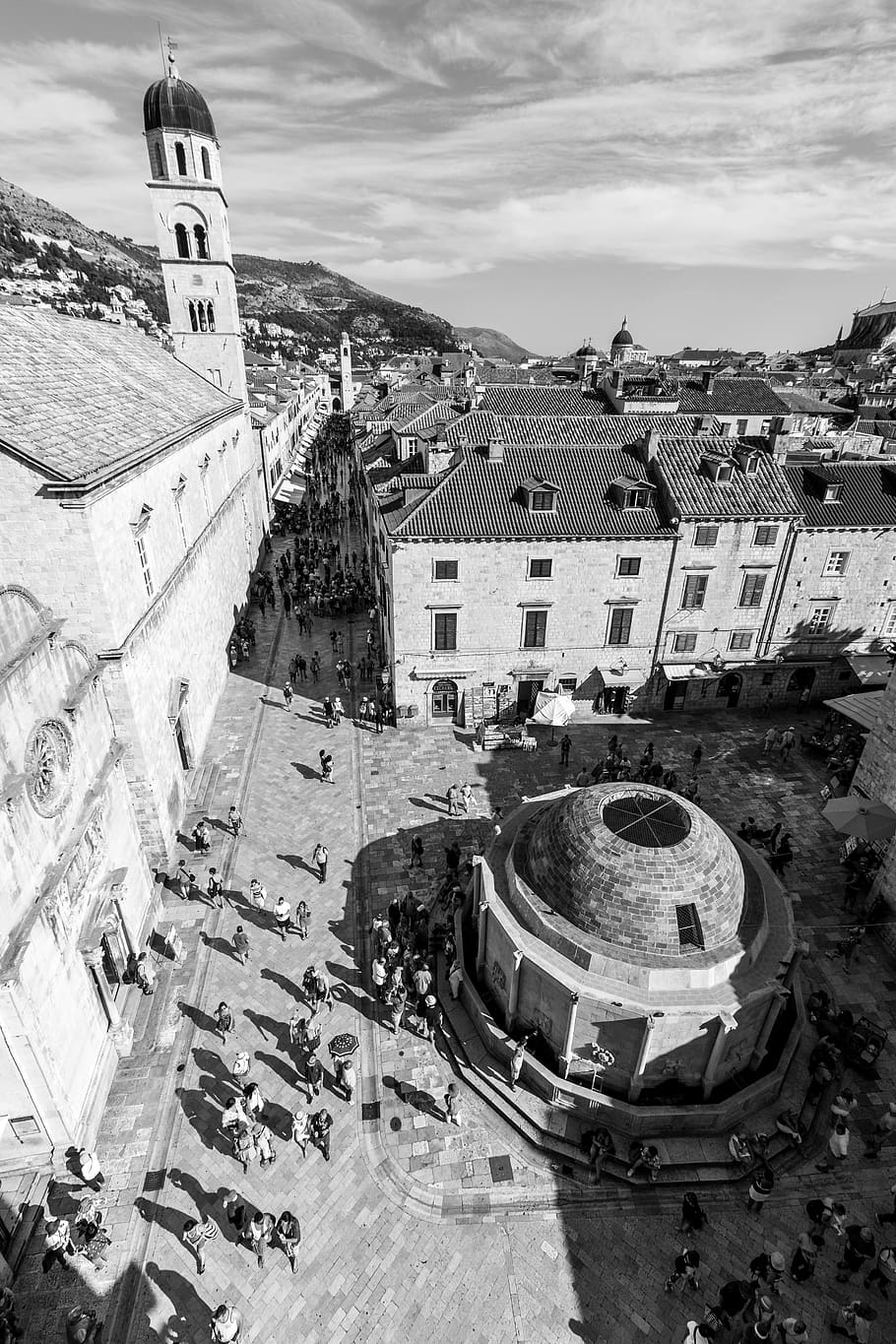 croatia, dubrovnik, black and white, vacation, old buildings, HD wallpaper