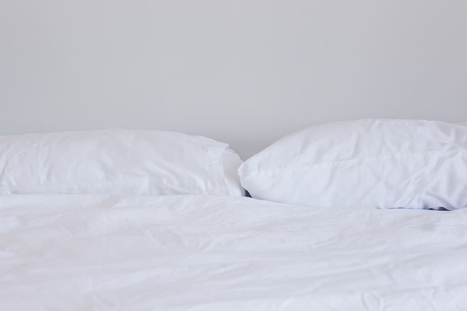 white bedspread set, furniture, bedroom, white color, domestic room HD wallpaper