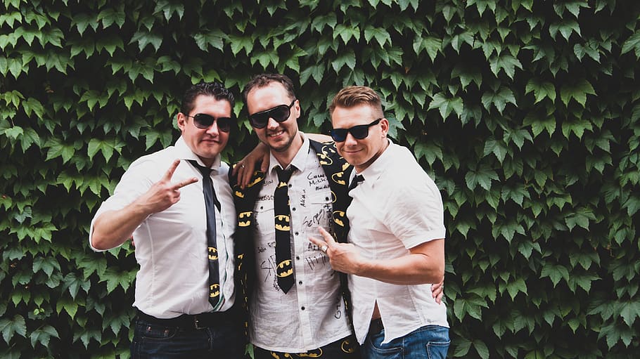 three men standing near trees, people, person, human, germany HD wallpaper