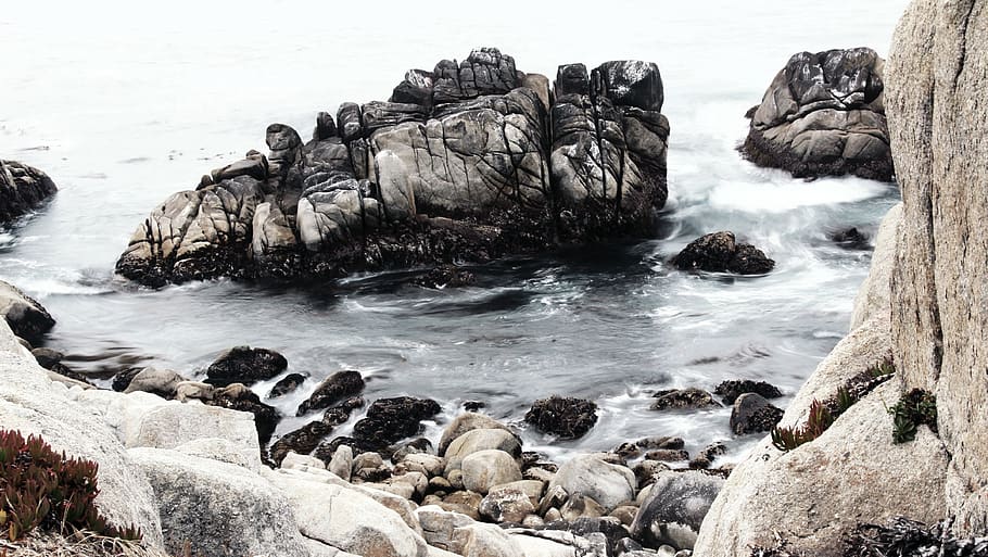 rocks, water, waves, ocean, sea, nature, landscape, rock - object HD wallpaper