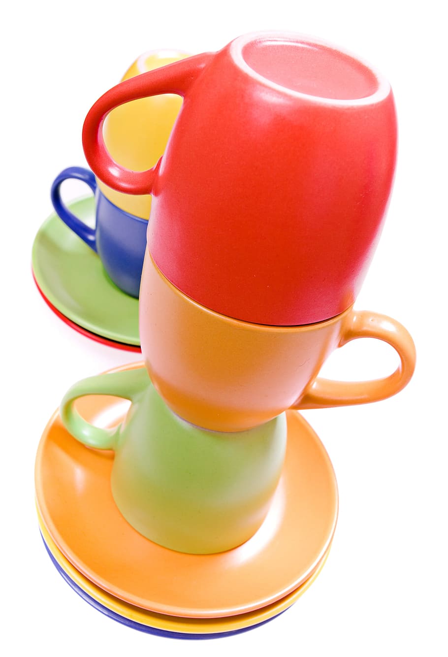 white, isolated, cup, saucer, empty, food, colorful, object HD wallpaper