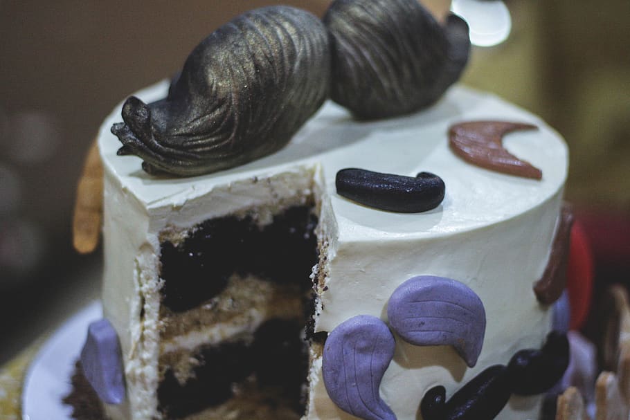 cake, cakes, design, mustache, pastry, pastries, sweets, close-up HD wallpaper