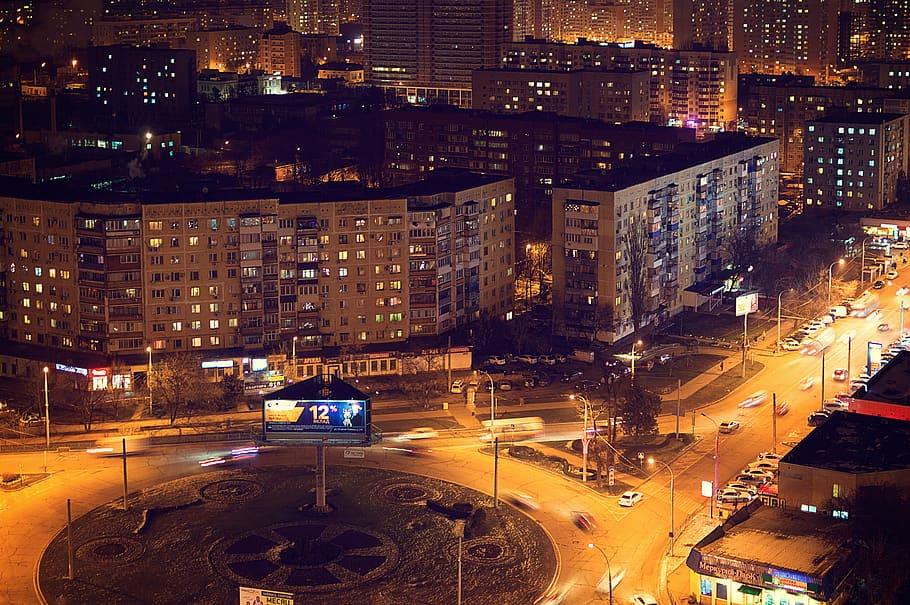 urban, landscape, night, building exterior, city, architecture HD wallpaper