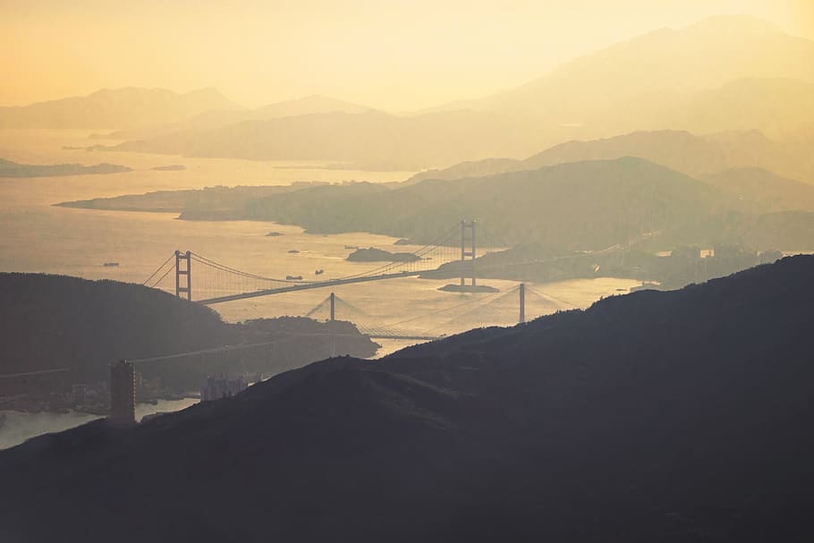 landscape, view, nature, ocean, sea, coast, water, bridge, sunset HD wallpaper