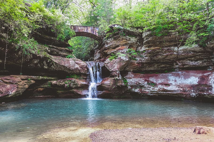 united states, logan, hocking hills state park, woods, rocks, HD wallpaper