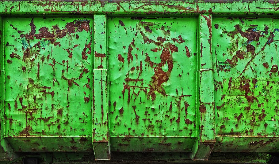 mulden, old, rusty, iron, dirty, dump truck, corrosion, rustic HD wallpaper