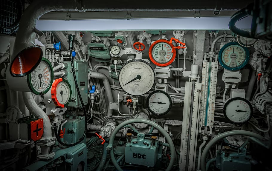 u boat, depth gauge, valves, measuring instruments, voice tube, HD wallpaper