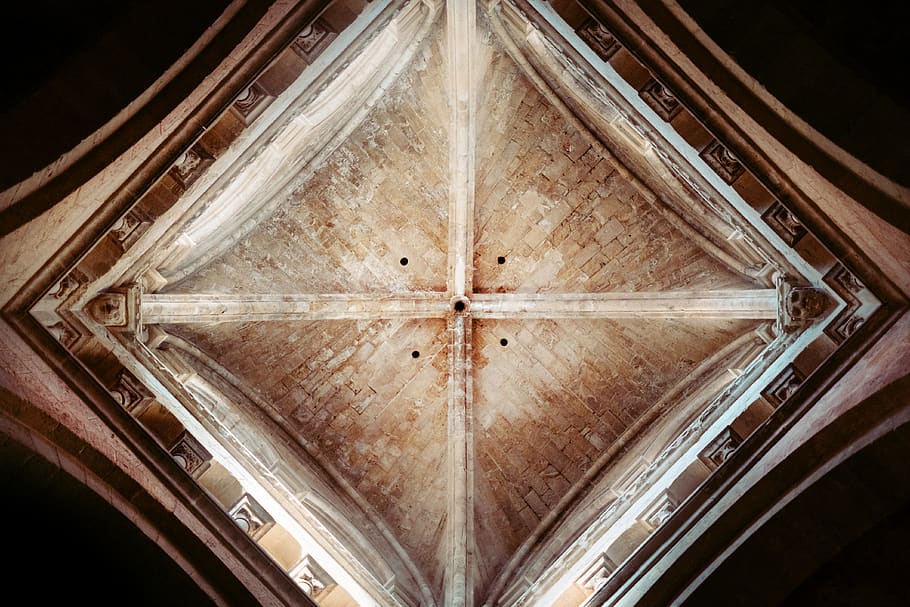 brown wooden ceiling, architecture, indoors, built structure HD wallpaper