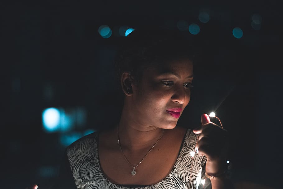Shallow Focus Photography of Woman Holding String Light, accessories HD wallpaper