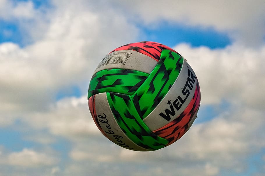 ball, sky, clouds, air, sport, cloud - sky, nature, day, sphere HD wallpaper