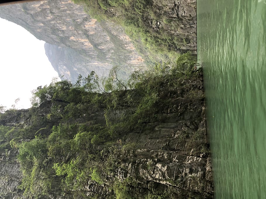 nature, outdoors, cliff, mountain, wushan, water, scenery, promontory HD wallpaper