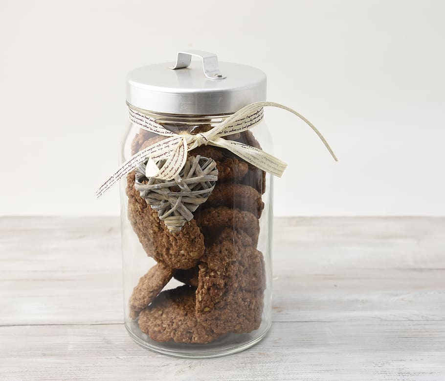 cookie, cookies, jar, container, still life, indoors, wood - material HD wallpaper