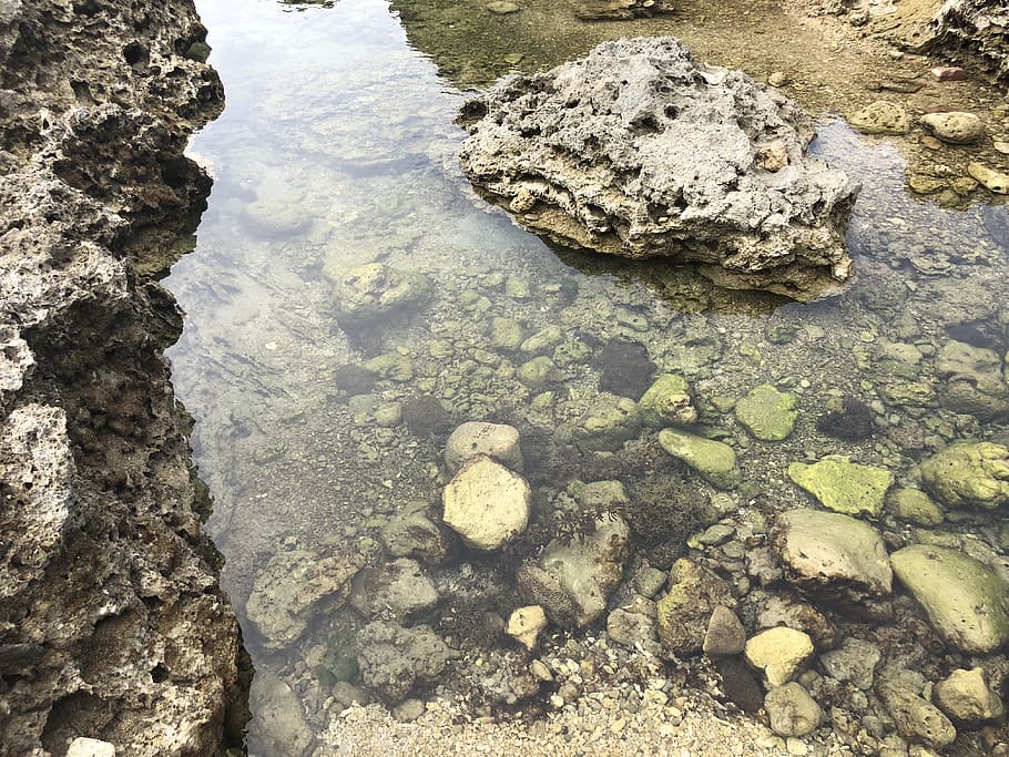 rock, solid, water, rock - object, high angle view, nature HD wallpaper