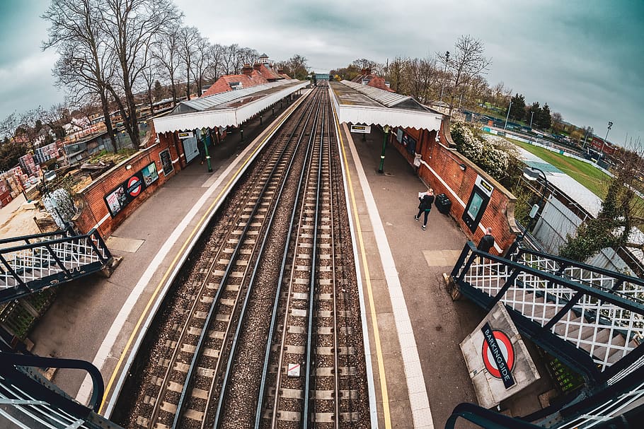 overpass in train station, rail, transportation, train track HD wallpaper
