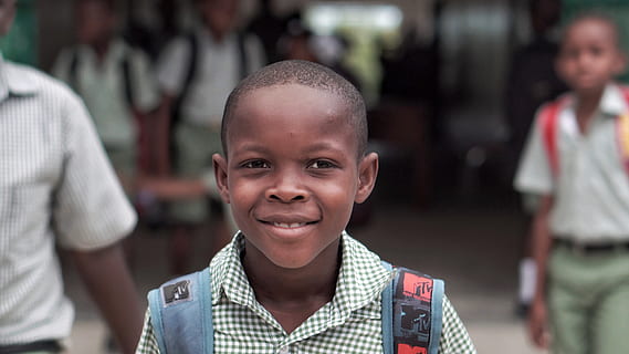 boy wearing blue backpack, smile, person, face, human, kid, child HD wallpaper