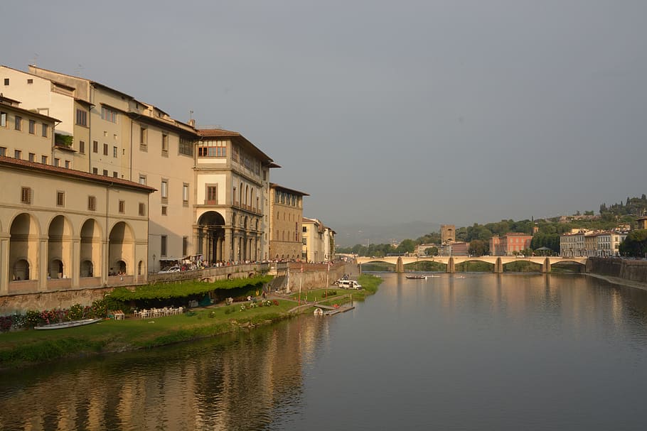 florence, italy, banks, palace, renaissance, river, arno, architecture, HD wallpaper