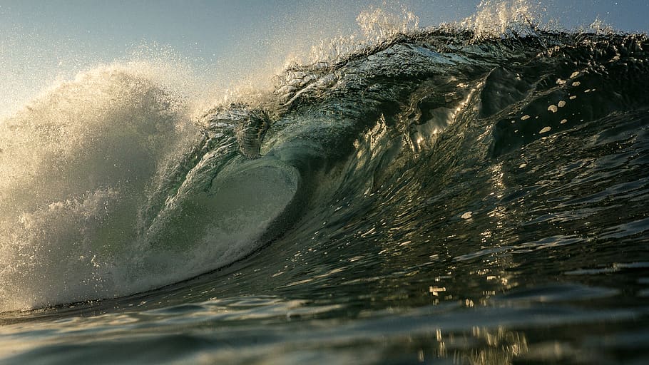 Sea Wave, beach, cold, hollow wave, ocean, scenic, seascape, seashore HD wallpaper