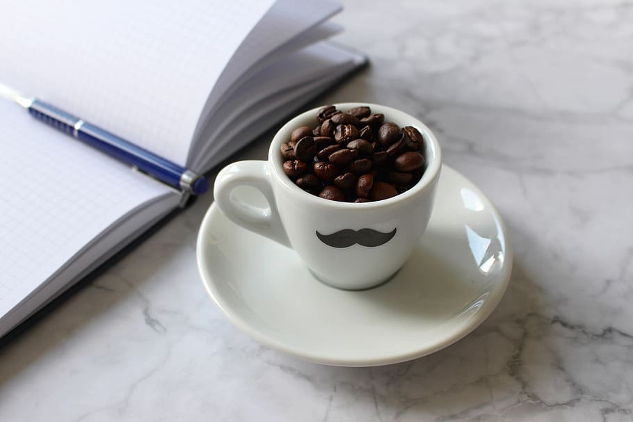 coffee, desk, office, write, work, workplace, notebook, business HD wallpaper