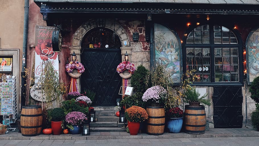 flower, shop, built structure, architecture, potted plant, building exterior HD wallpaper