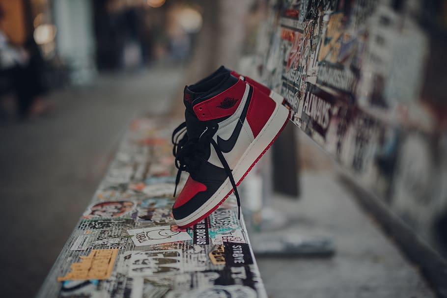 HD wallpaper: unpaired red Air Jordan 1