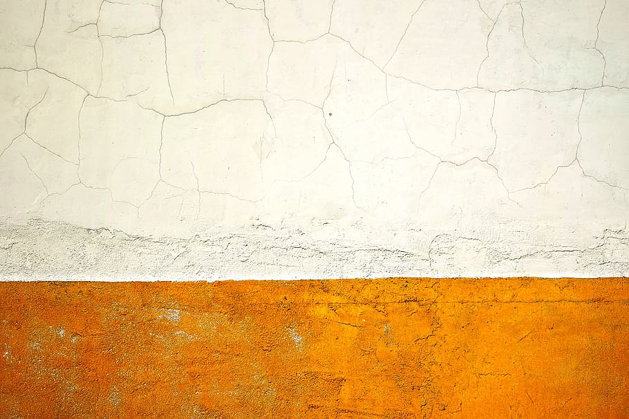 wall, cracks, white, yellow, damage, concrete, wall - building feature HD wallpaper