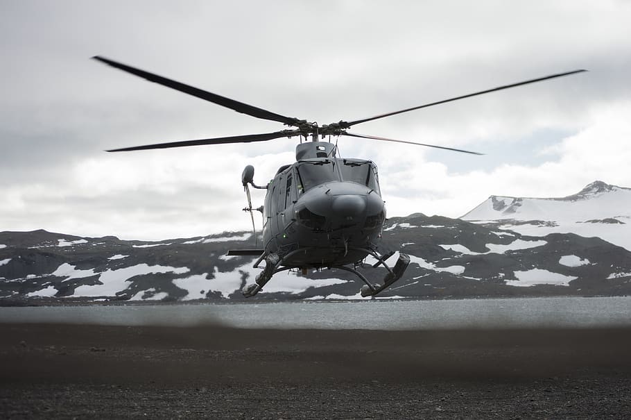 helicopter, landing, snow, antarctica, logistics, landscape, HD wallpaper