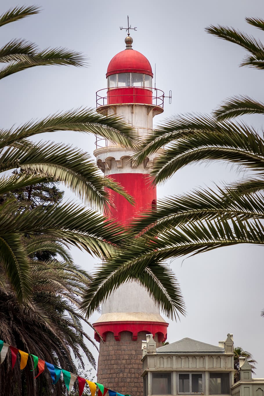 white and red lighthouse, building, architecture, tower, tree HD wallpaper