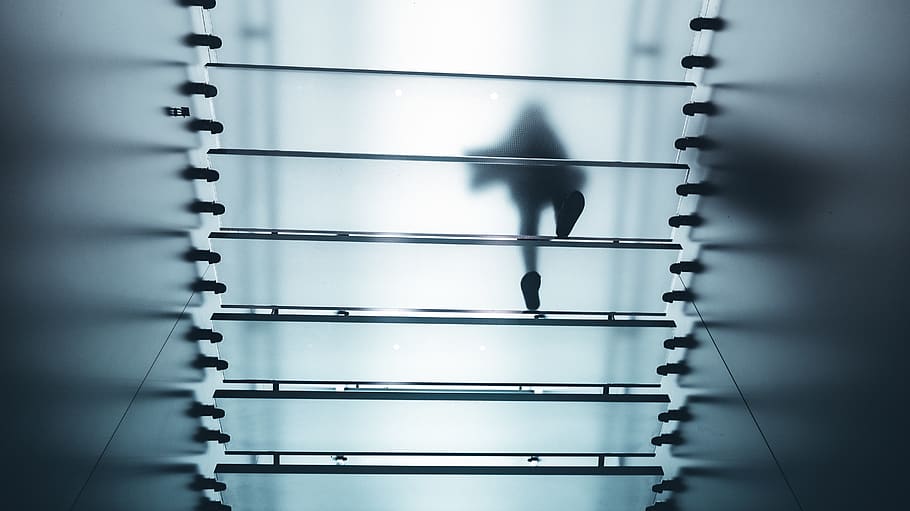 architecture, building, infrastructure, glass, stairs, silhouette HD wallpaper