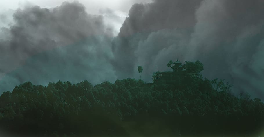 Thick Clouds over Hill, calamity, cloudy, dawn, daylight, dusk HD wallpaper
