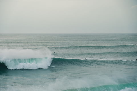 ocean waves, nature, outdoors, sea, water, sea waves, grey, surfing HD wallpaper