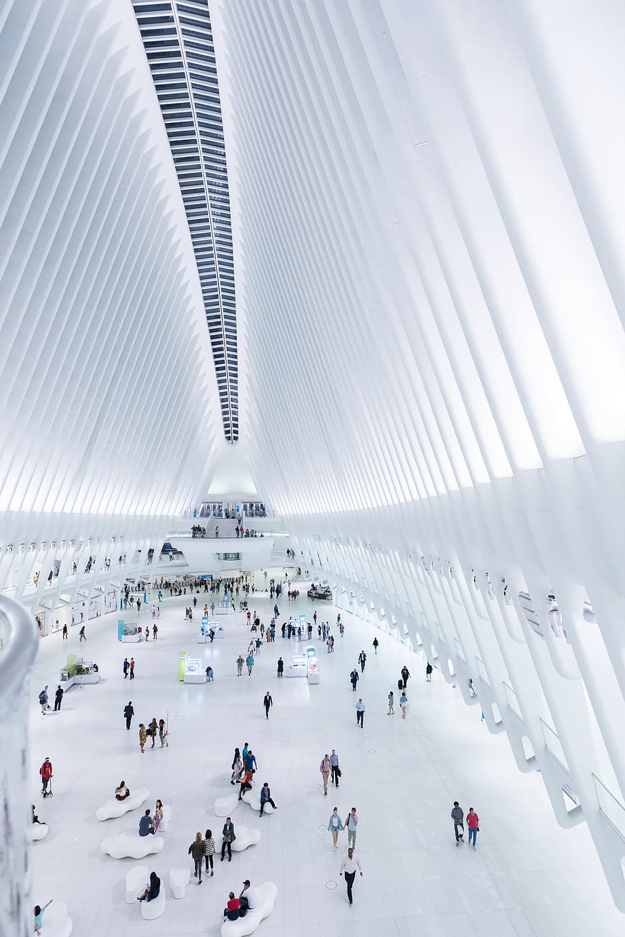 group of people inside white painted establishment, the oculus, HD wallpaper