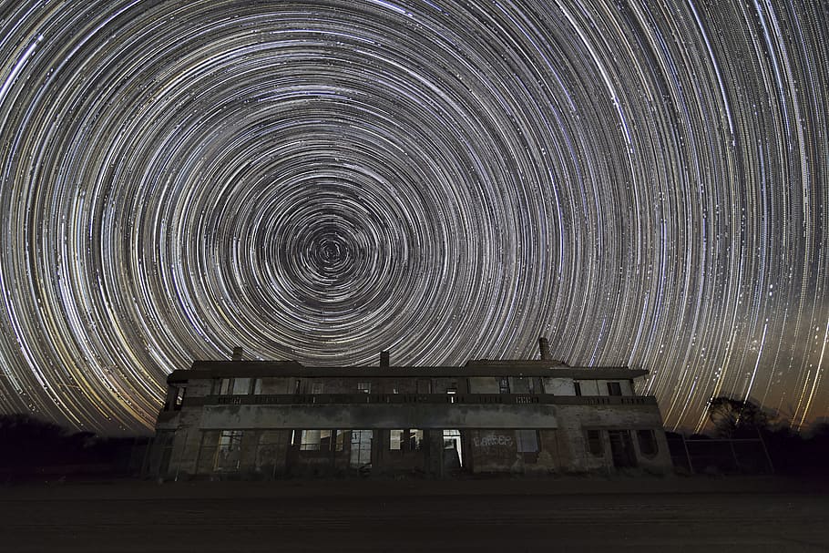 white house in front of black hole wallpaper, night, sky, star HD wallpaper