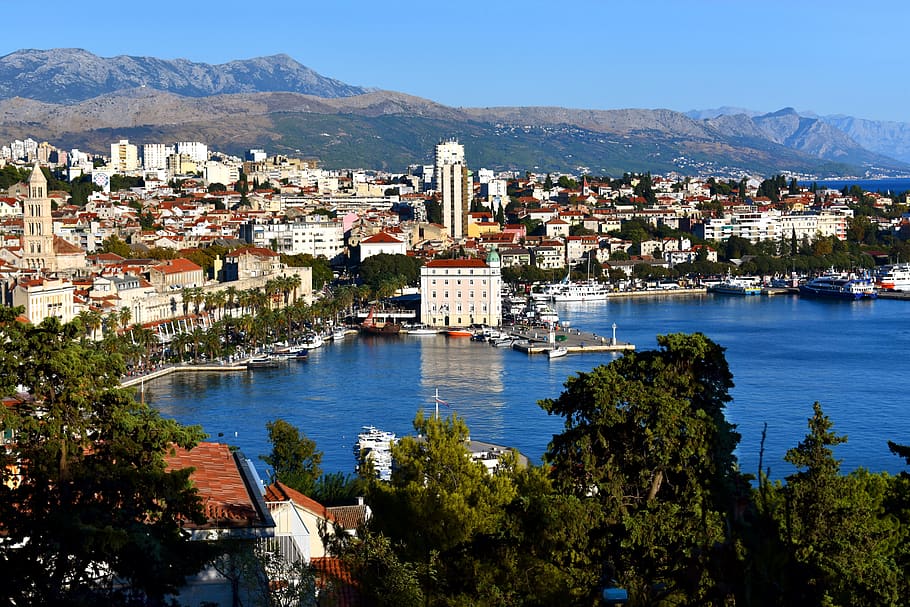 split, dalmatia, croatia, city, town, landscape, panorama, coast HD wallpaper