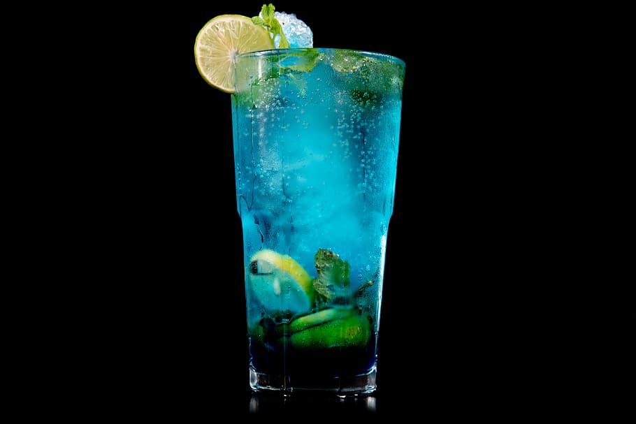 blue margarita filled glass, beverage, drink, alcohol, cocktail
