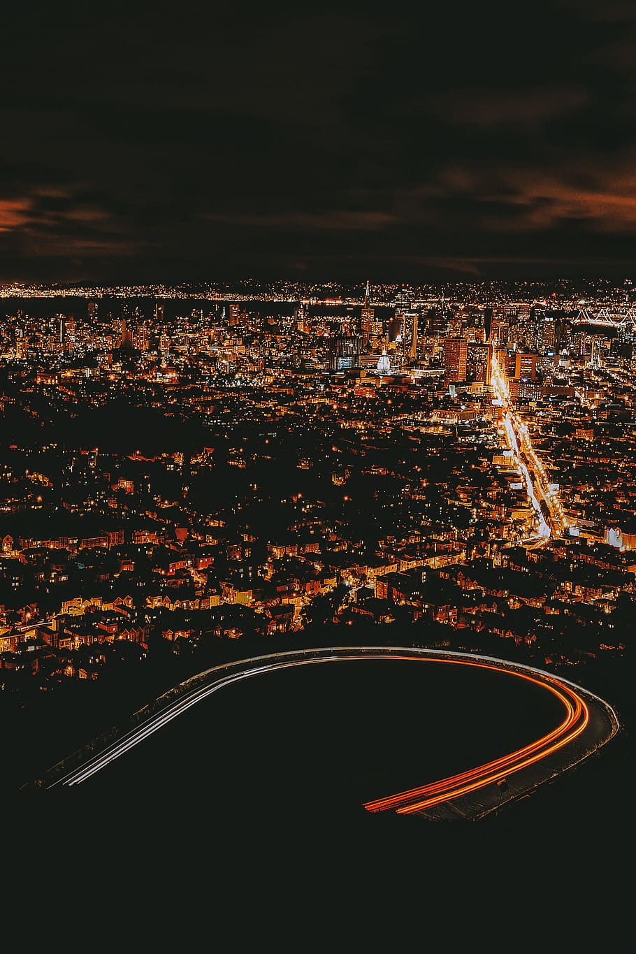 bird's-view photo of high-rise buildings during nighttime, cityscape, HD wallpaper