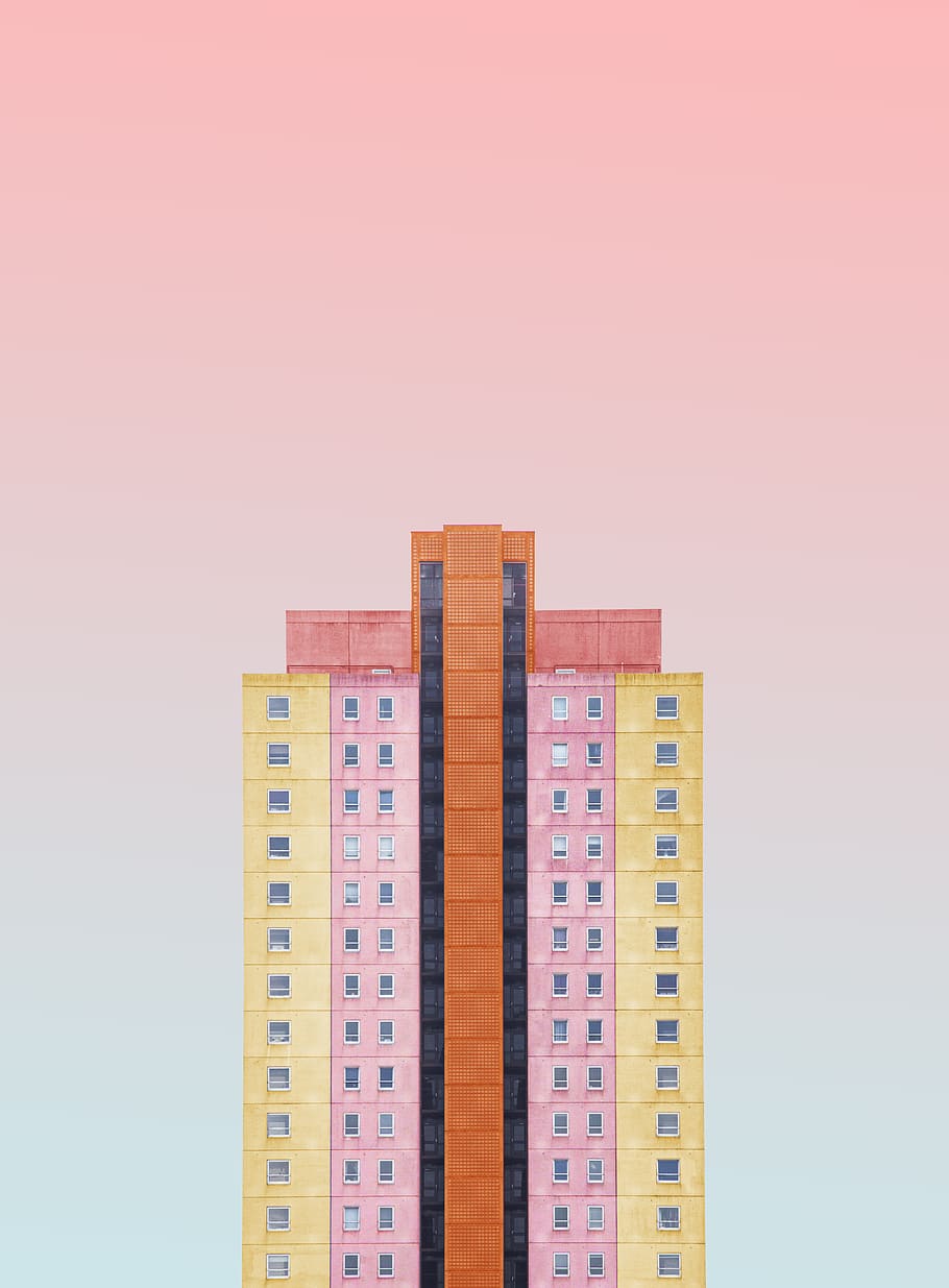 multicolored building clipart, sky, outdoors, pink, architecture HD wallpaper