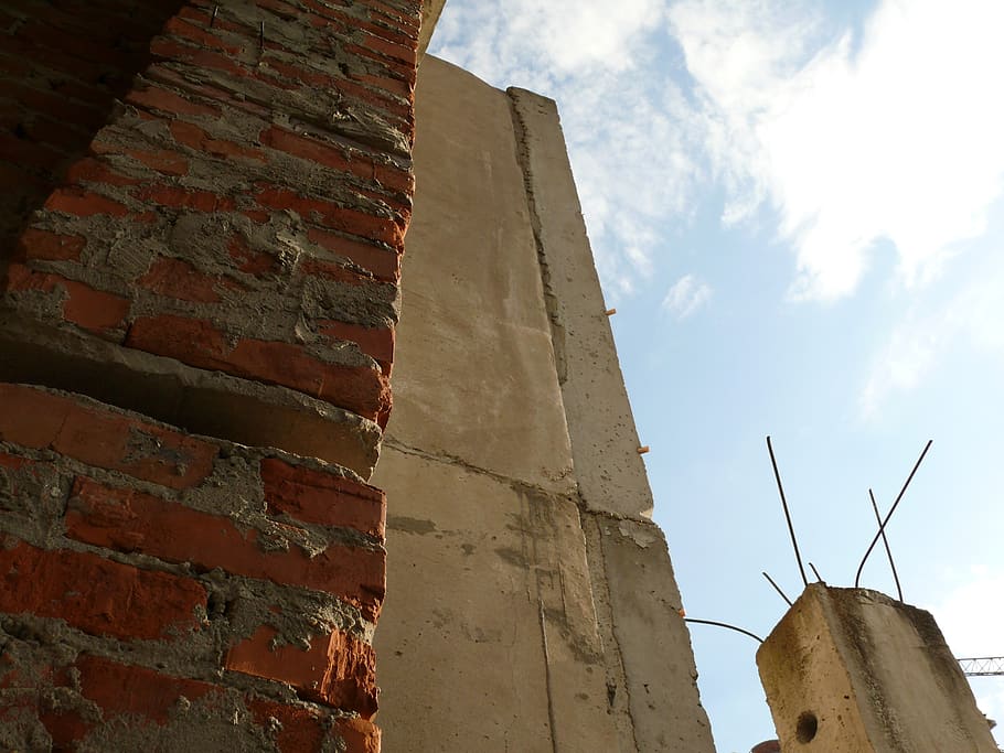 brick wall, construction, building, low angle view, built structure HD wallpaper