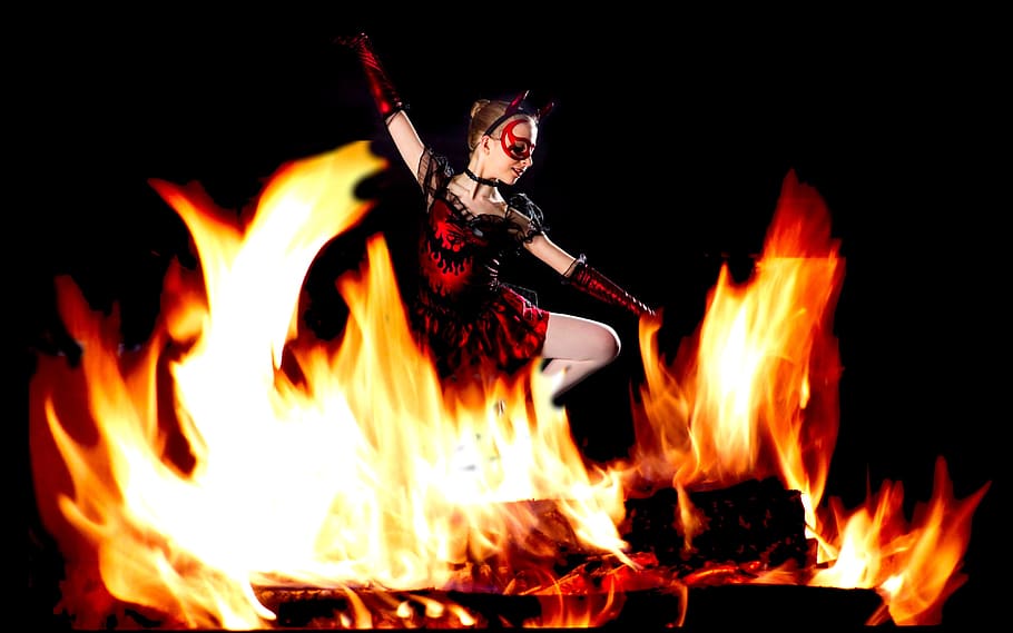 devil, fire, dance, ballet, celebration, dark, people, flame HD wallpaper