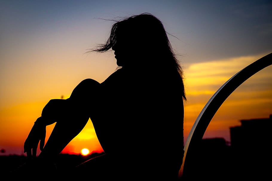 sunset, silhouette, dusk, dawn, evening, sky, people, backlit HD wallpaper