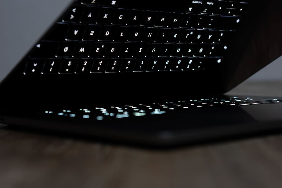 black laptop computer, computer hardware, computer keyboard, electronics, HD wallpaper