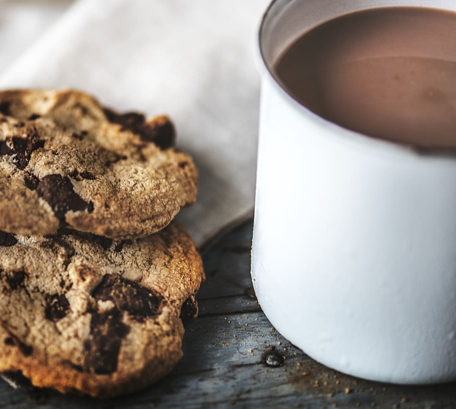 baked, beverage, biscuit, cacao, chip, chocolate, chocolate chip HD wallpaper