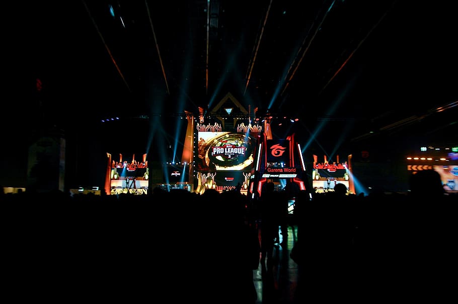 crowd, person, human, stage, theme park, amusement park, lighting HD wallpaper
