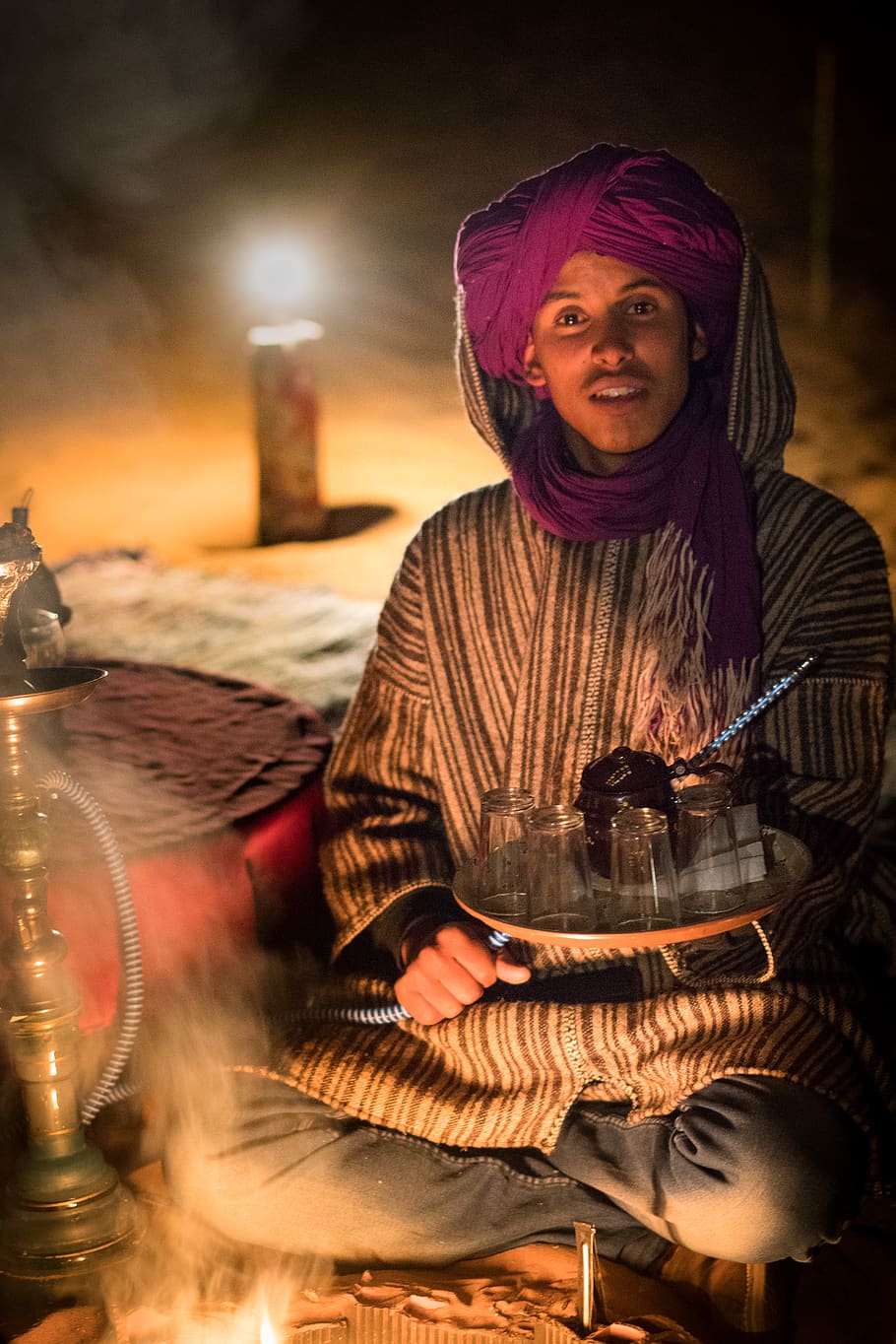 tea, fire, camp, nomad, bedouin, offer, host, smoke, light, HD wallpaper