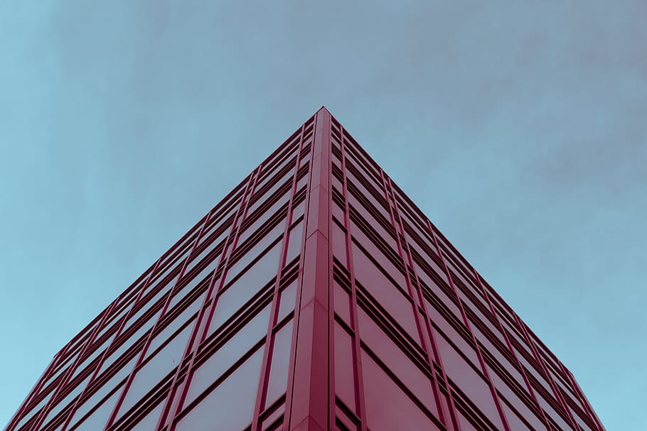 blue, sky, architecture, red, built structure, building exterior HD wallpaper