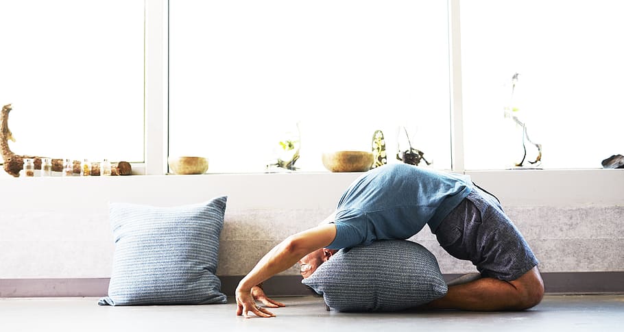 man doing yoga session, human, people, person, interior design HD wallpaper